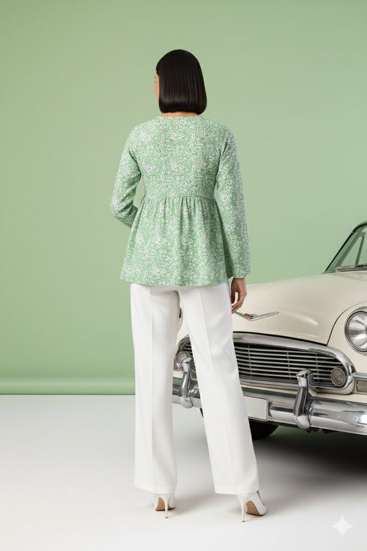 Green Angrakha green Kurti
