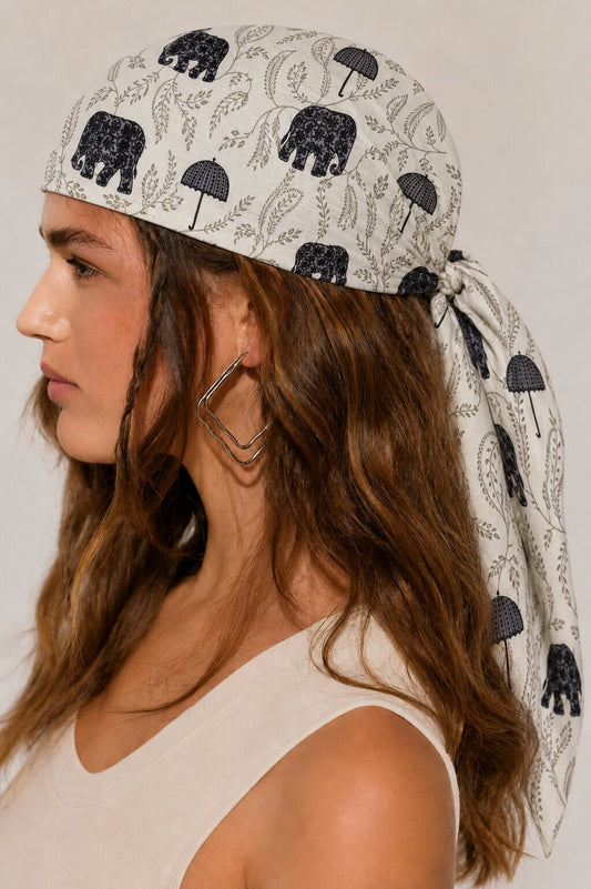 Cotton Elephant Grey Bandana
