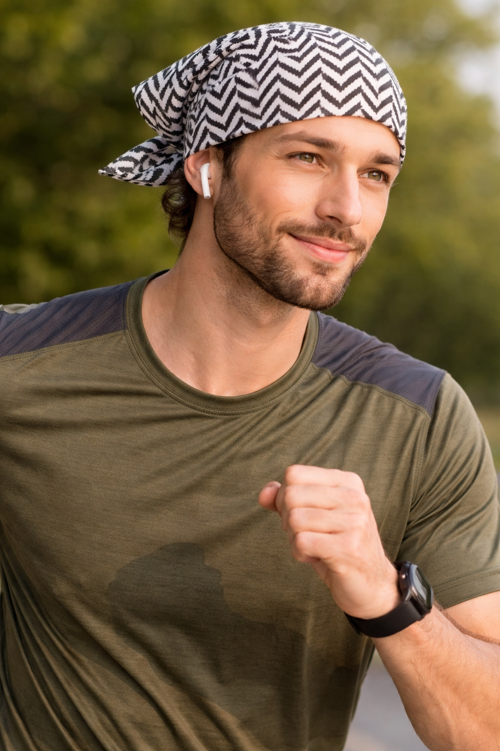 HOUSE OF PEHNAVA Chevron Print Cotton Scarf