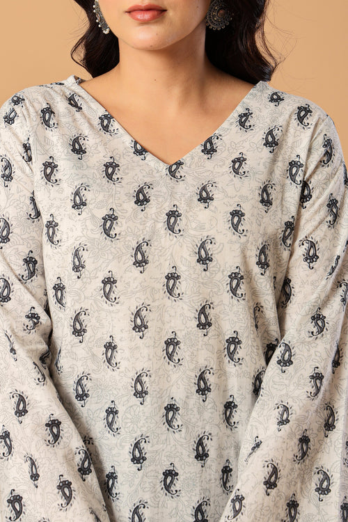 Ethnic Motifs Printed V-Neck Pure Cotton Kurti