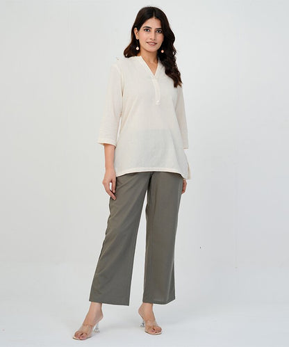 Beige Airy Linen Short Kurta
