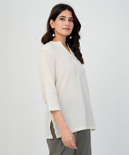 Beige Airy Linen Short Kurta