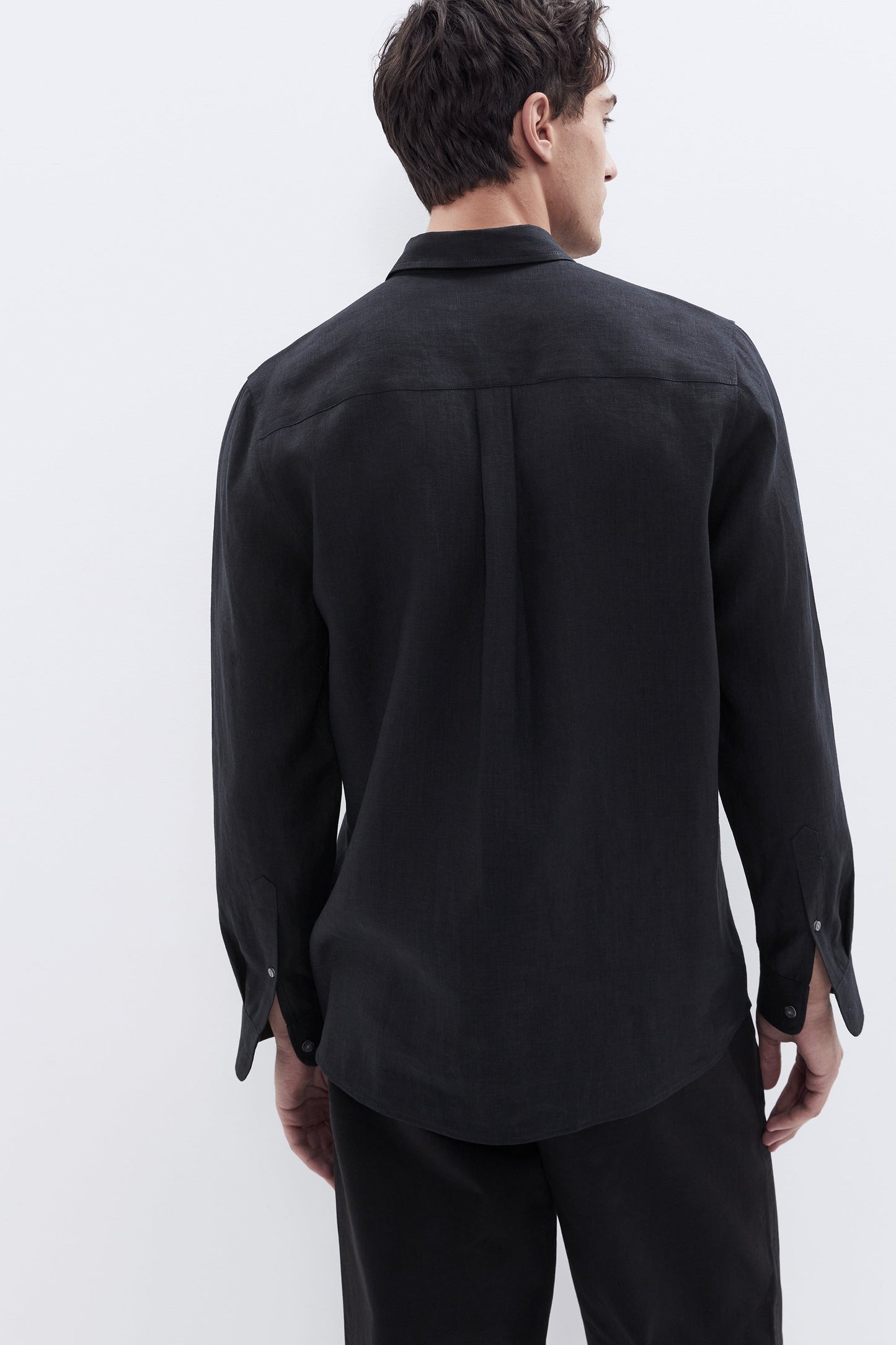 Airy Linen Relaxed Long Sleeve Shirt Black