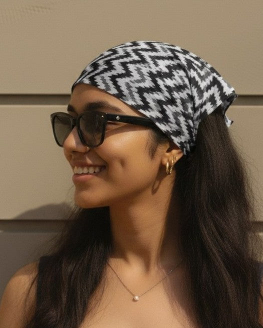 HOUSE OF PEHNAVA Chevron Print Cotton Scarf