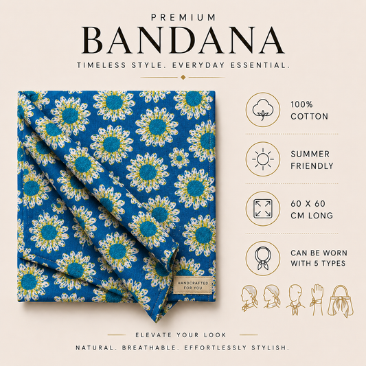 Blue Floral Bandana