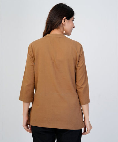 Coffee Brown Airy Linen Short Kurta