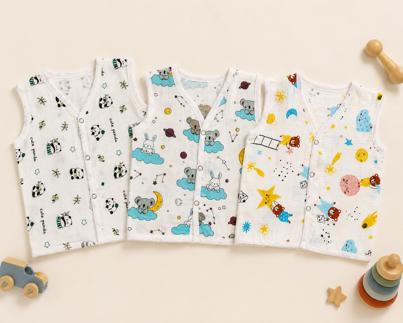 100%  Pure Muslin Cotton Jablas Combo Set of 3