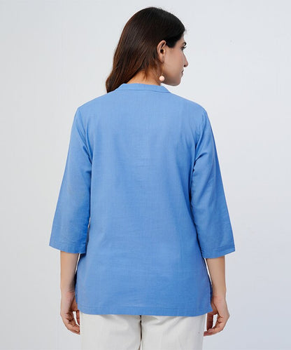 Sky Blue Airy Linen Short Kurta