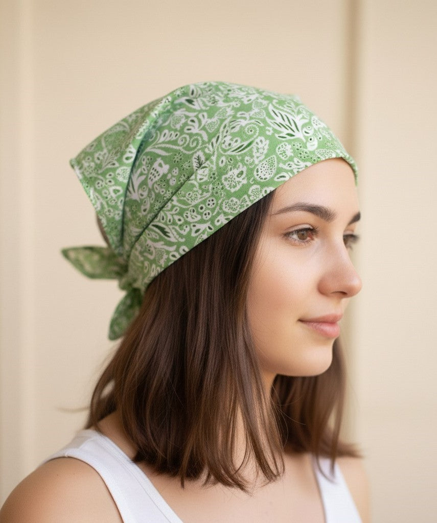 Meadow Green Printed Cotton Bandana