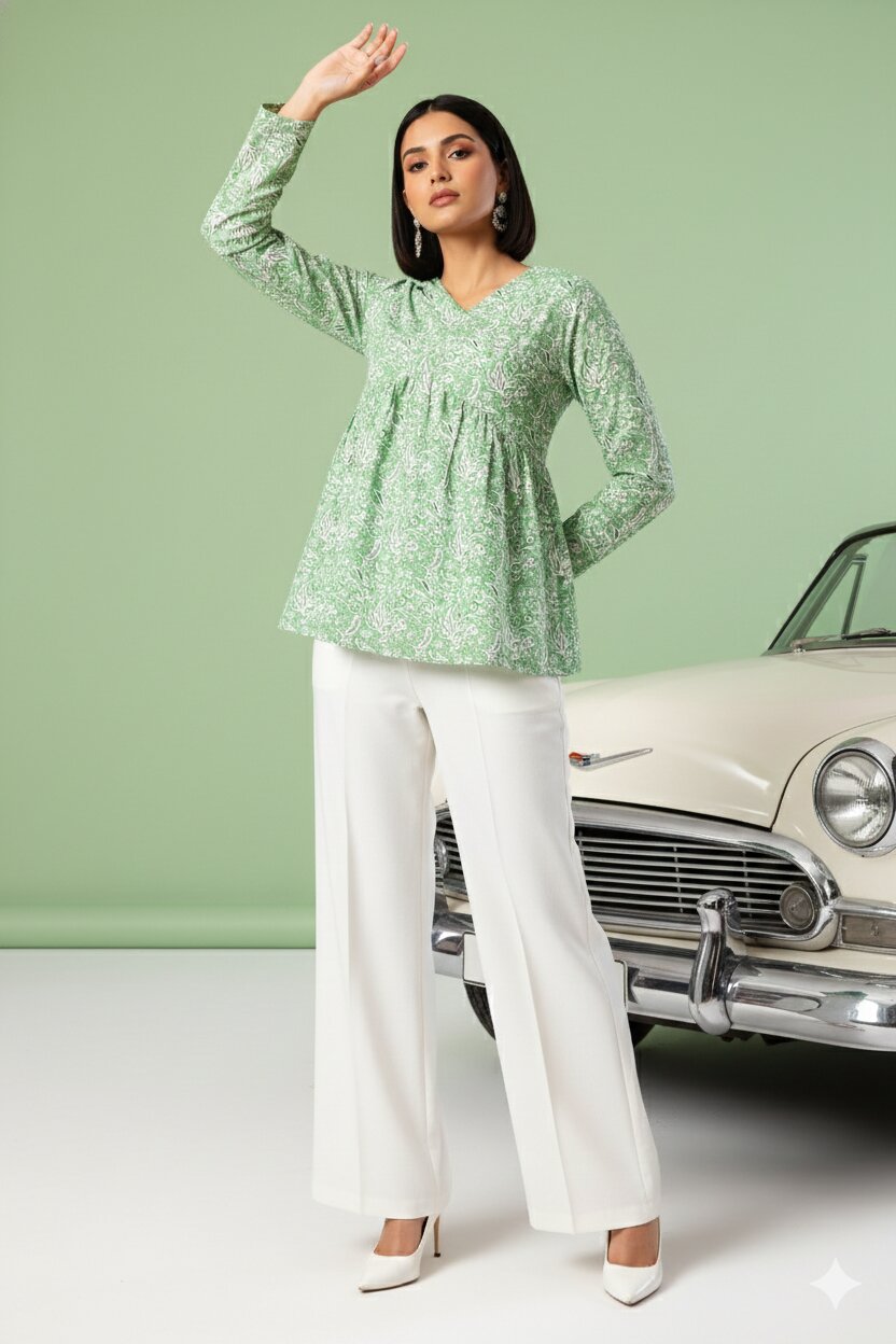 Green Angrakha green Kurti