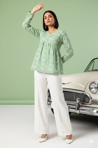 Green Angrakha green Kurti