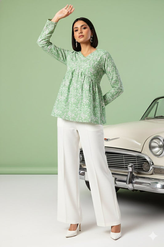 Green Angrakha green Kurti