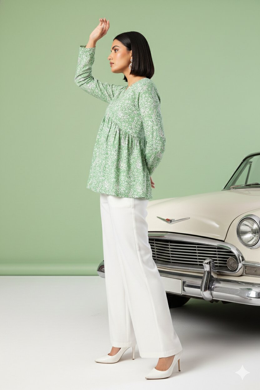 Green Angrakha green Kurti