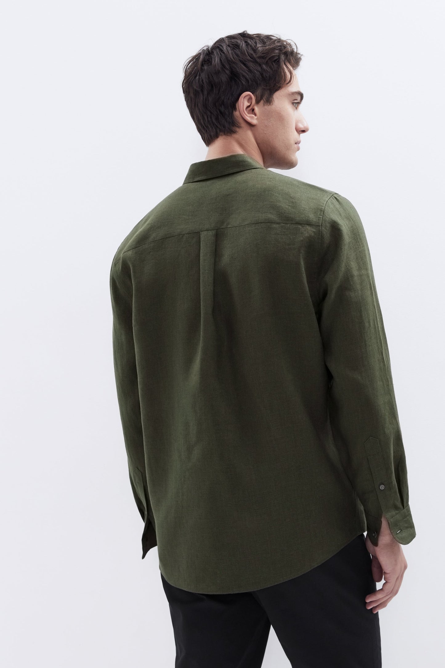 Airy Linen Relaxed Long Sleeve Shirt Khaki