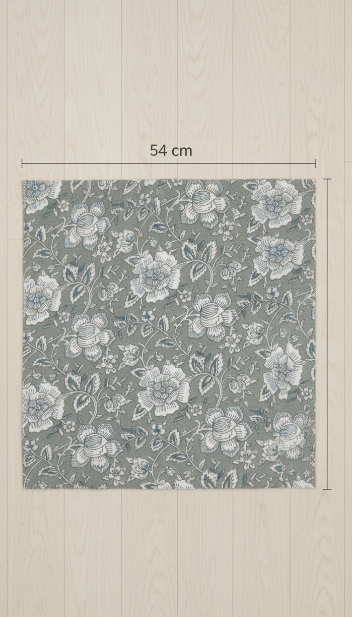 Ash Grey Floral Cotton Bandana