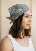 Ash Grey Floral Cotton Bandana