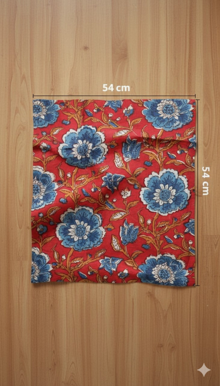 HOUSE OF PEHNAVA Red Handblock Printed Cotton bandana