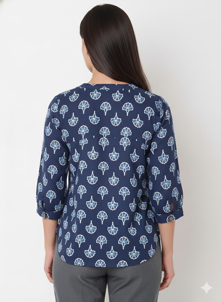 Indigo Office Wear Top 100% Cotton