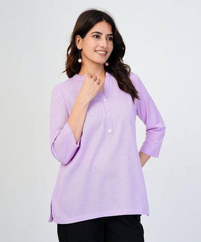 Lilac Airy Linen Short Kurta