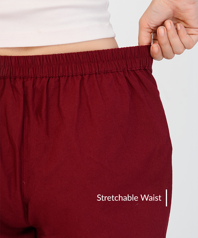 Beige & Maroon Wide Leg Cotton Pant Combo