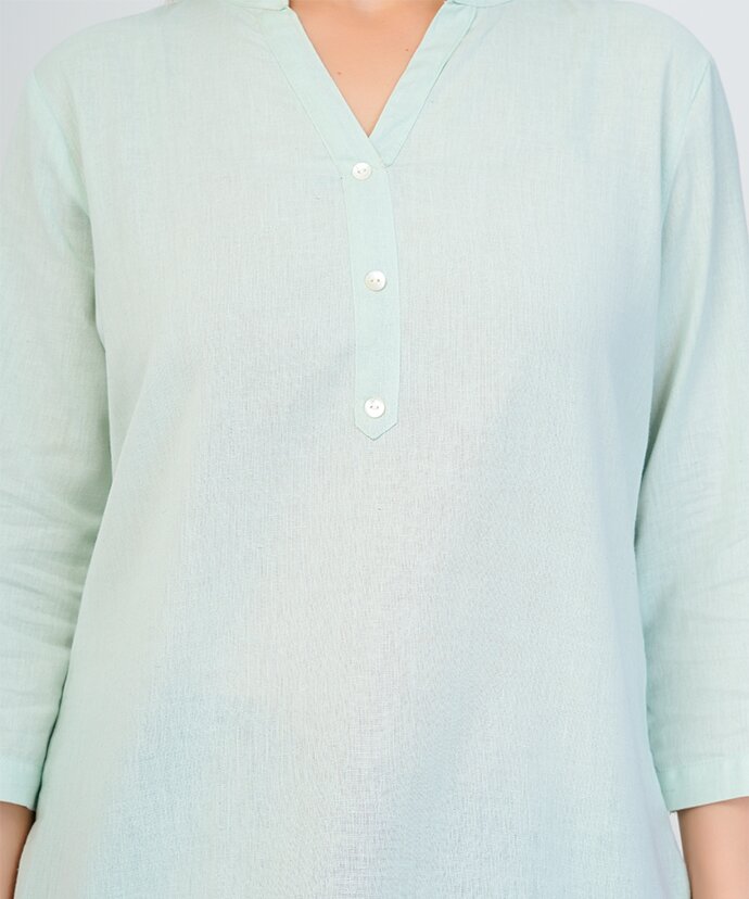 Mint Green Airy Linen Short Kurta
