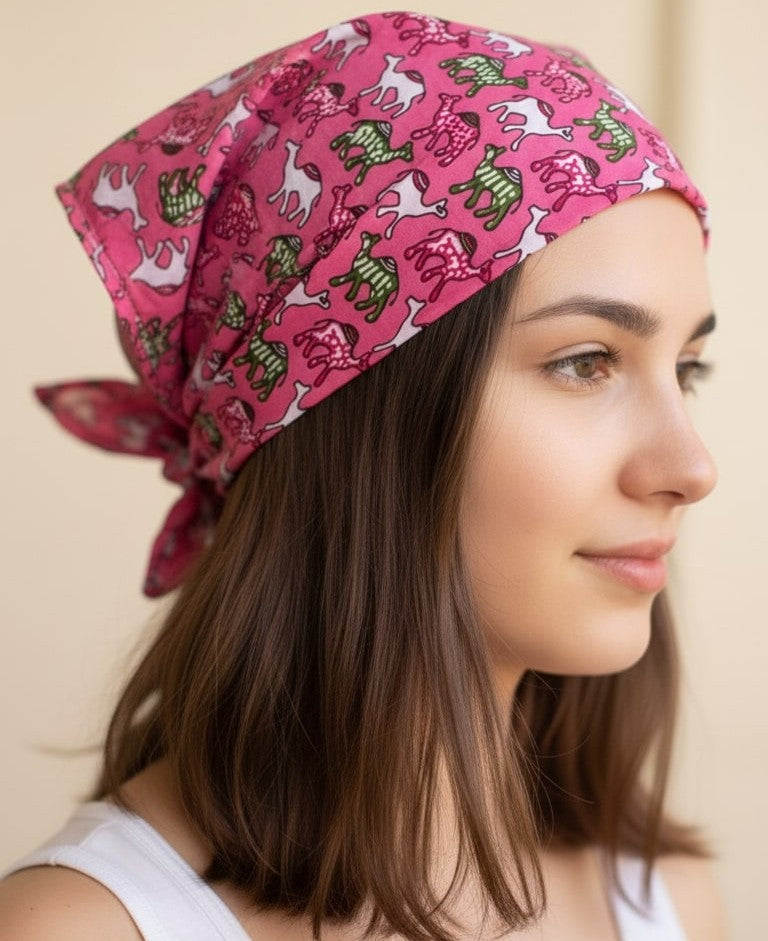Pink Camel Printed Bandana