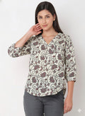 Cream Office Wear Top 100% Cotton