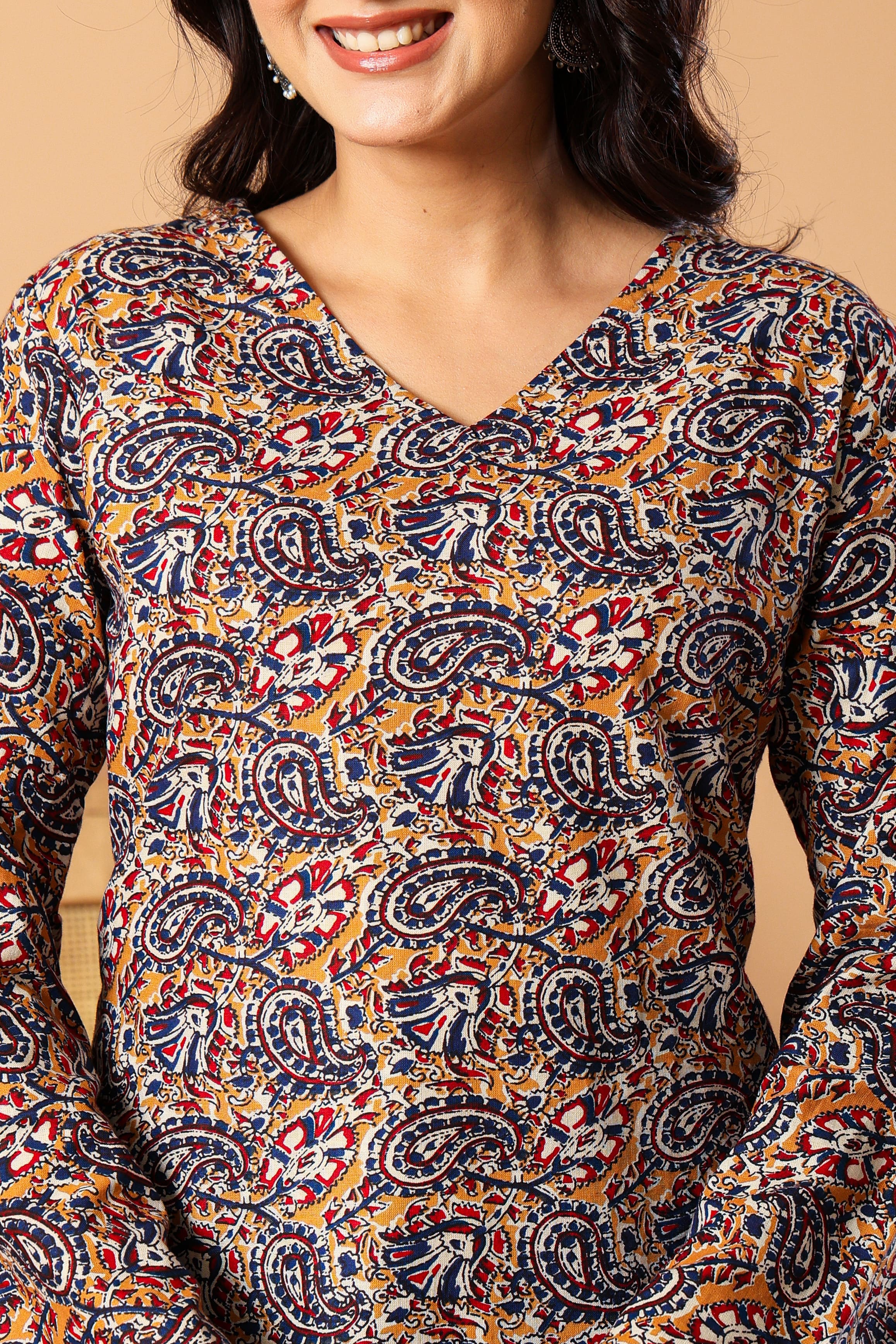 Multicoloured Bell Sleeves Kurti